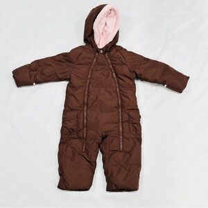 Gap babyGAP Brown Pink Down Filled Bunting Winter Hooded Snowsuit